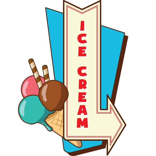 Safety Sign, 9 in Height, Vinyl, 6 in Length, Ice Cream 4, D-DC-16-Ice Cream 4